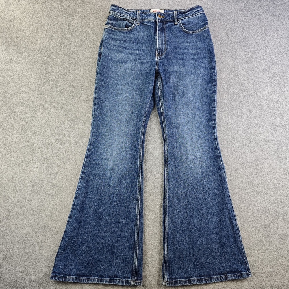 Wrangler High Rise Fierce Flare Jeans Women's 10x30 29x30 Blue Medium Wash Denim